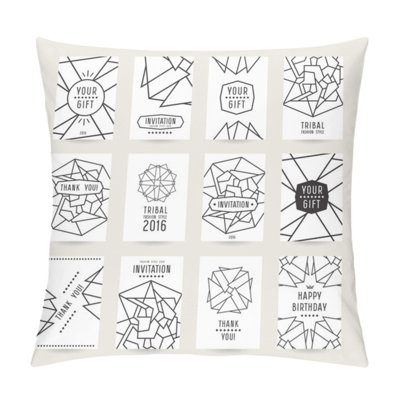 Personality  Set Of Vector Poster Templates With Geometric Drawing Pillow Covers