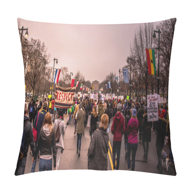 Personality  Women's March In Philadelphia Pillow Covers