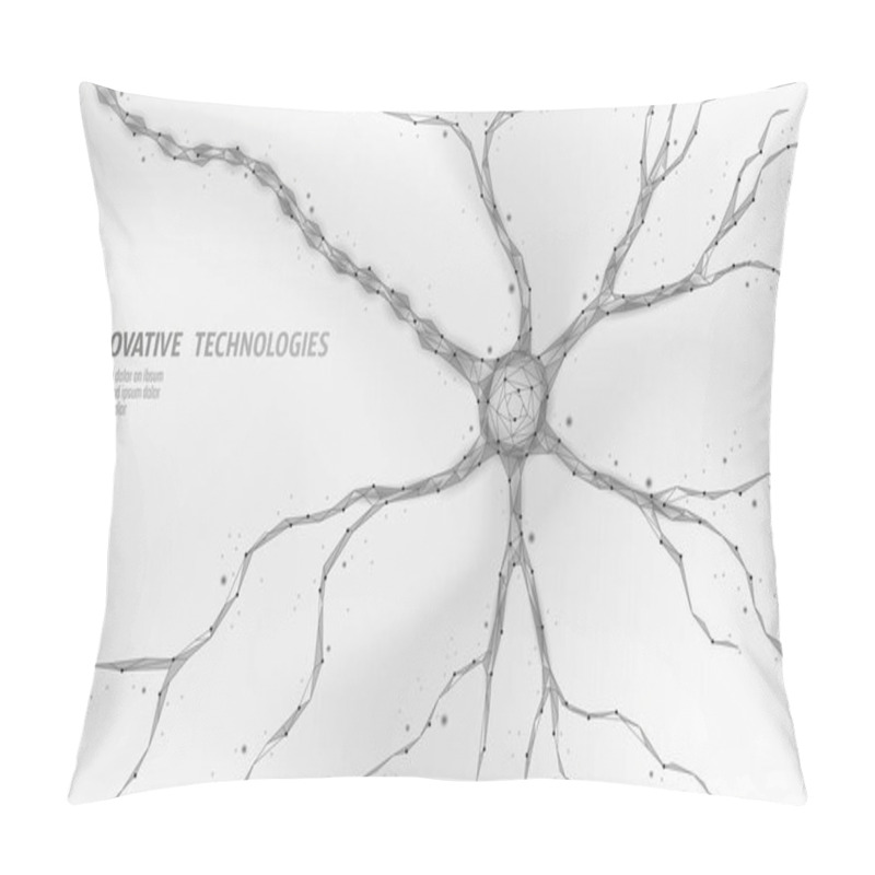 Personality  Human Neuron Low Poly Anatomy Concept. Artificial Neural Network Technology Science Medicine Cloud Computing. AI 3D Abstract Biology System. Polygonal White Neutral Background Vector Illustration Pillow Covers