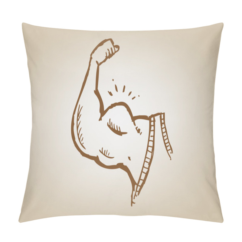 Personality  Strong Muscle Concept Natural Sketched Drawing. Editable Art. Pillow Covers