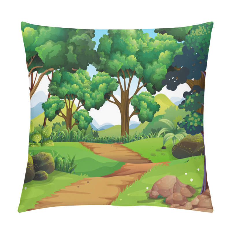 Personality  Nature Scene With Hiking Track And Trees Pillow Covers