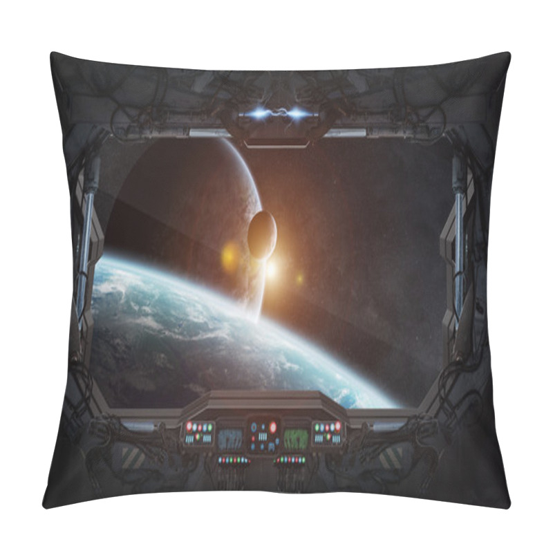 Personality  Window View Of Space And Planets From A Space Station Pillow Covers