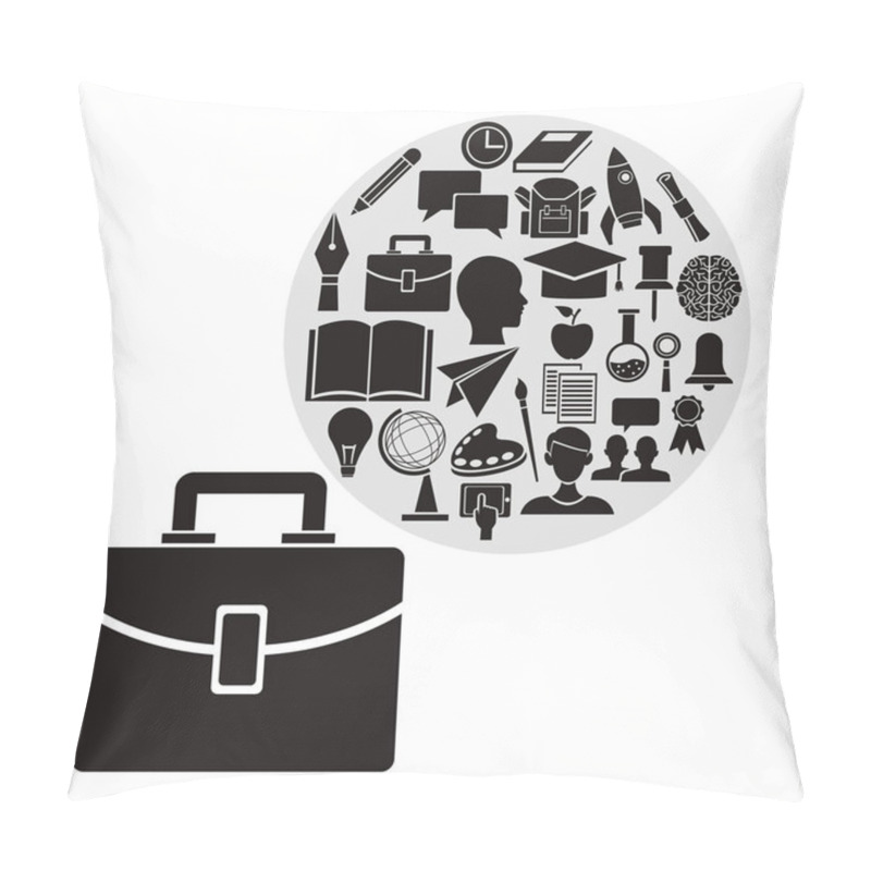 Personality  White Background With Portfolio And Circular Frame With Monochrome Elements Academic Knowledge Inside Pillow Covers