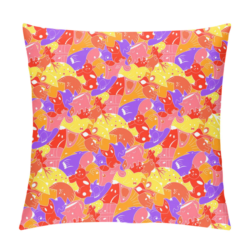 Personality  Bright Background With Fantastic Creatures. Pillow Covers