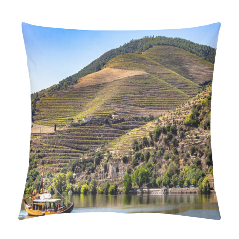 Personality  Boat Tours On The Douro River, Douro Valley, Porto, Portugal. Mountains And Vine. Pillow Covers