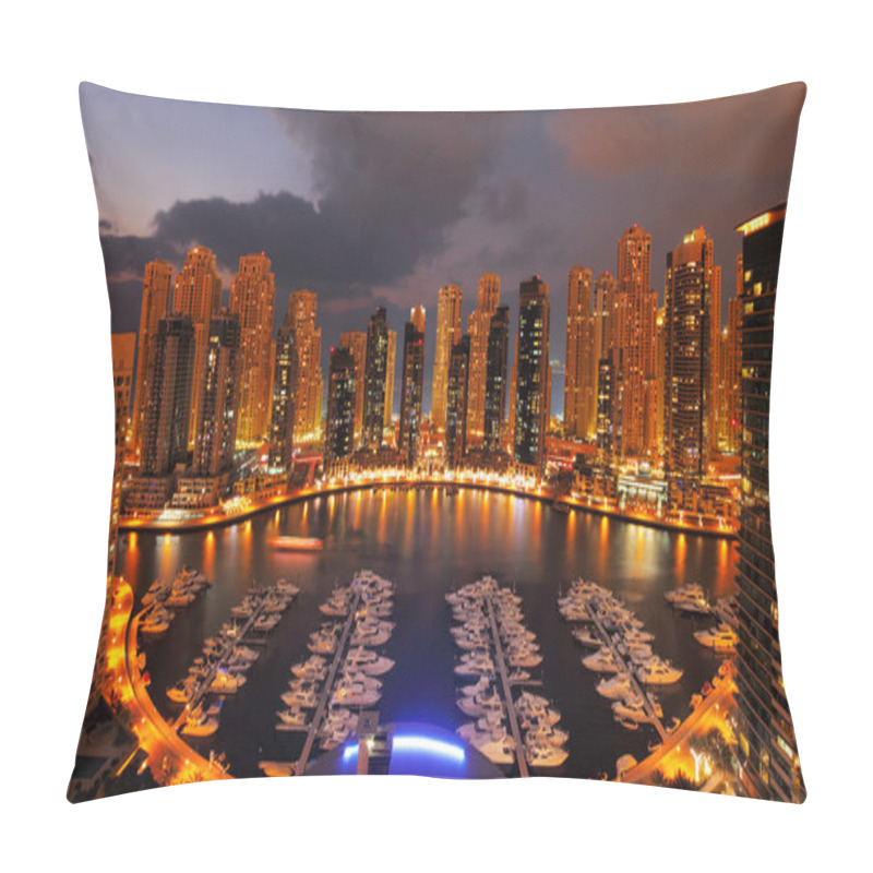 Personality  Dubai Marina At Dusk Showing Numerous Skyscrapers Of JLT Pillow Covers