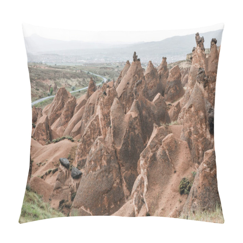 Personality  Aerial View Of Beautiful Eroded Rock Formations At Cloudy Day, Cappadocia, Turkey  Pillow Covers