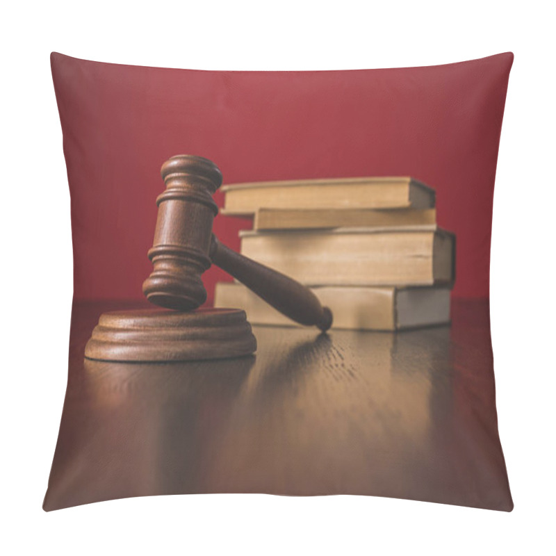 Personality  Juridical Books With Hammer On Wooden Table, Law Concept Pillow Covers