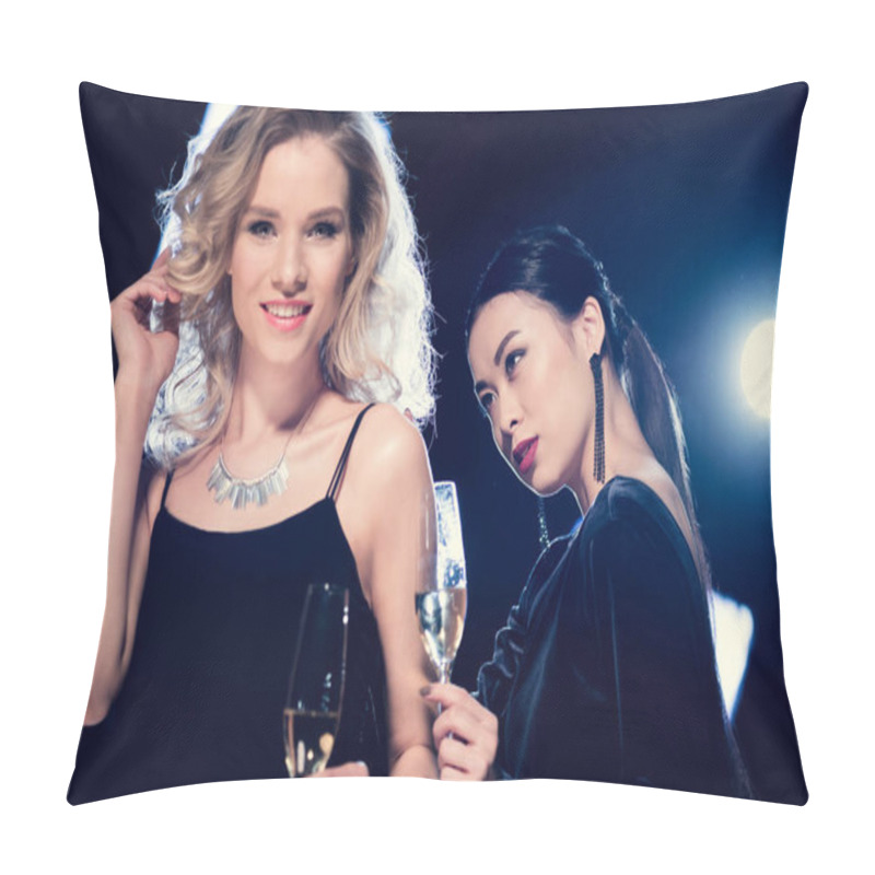 Personality  Multicultural Glamour Girls With Champagne Pillow Covers