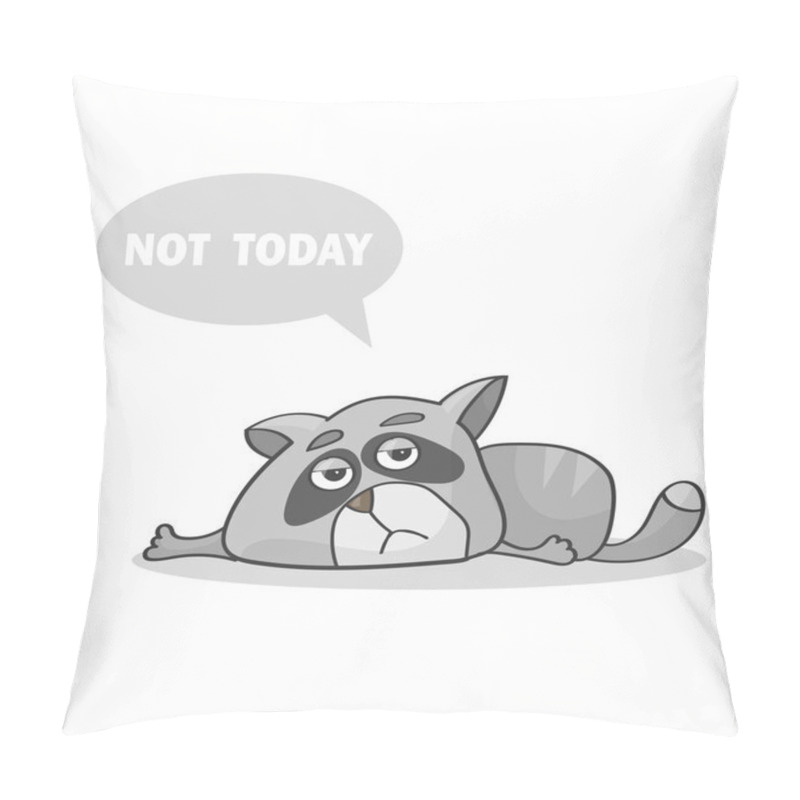 Personality  Vector Illustration. Lazy Cat Laying On The Floor And Says Not Today - Tired Cat Pillow Covers