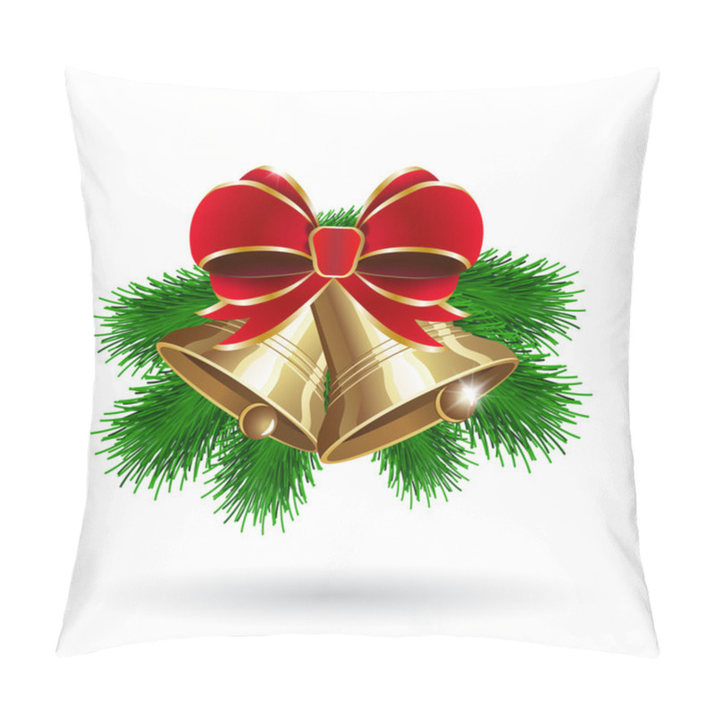 Personality  Jingle Bells With Red Bow On A White Background Pillow Covers