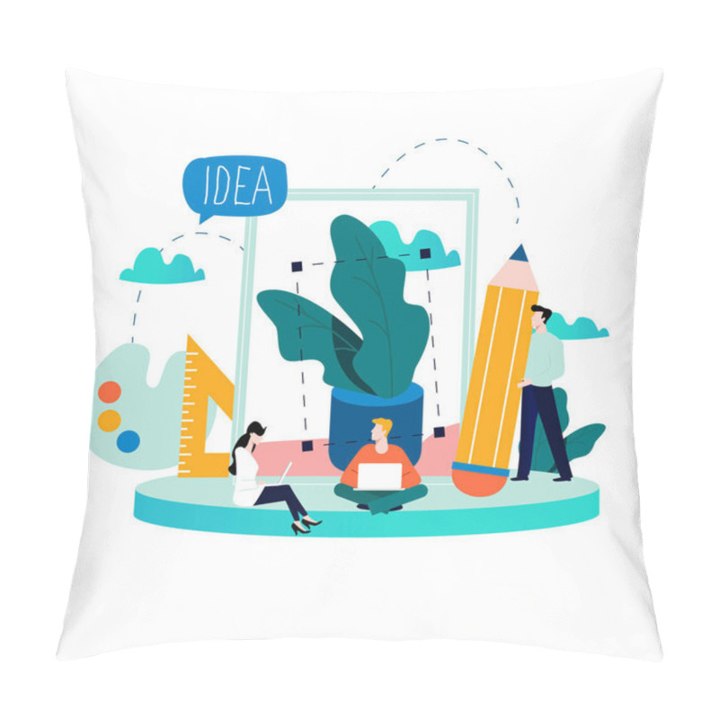 Personality  Design Studio Team, Designing, Drawing, Graphic Design, Creativity, Ideas Flat Vector Illustration For Mobile And Web Graphics Pillow Covers