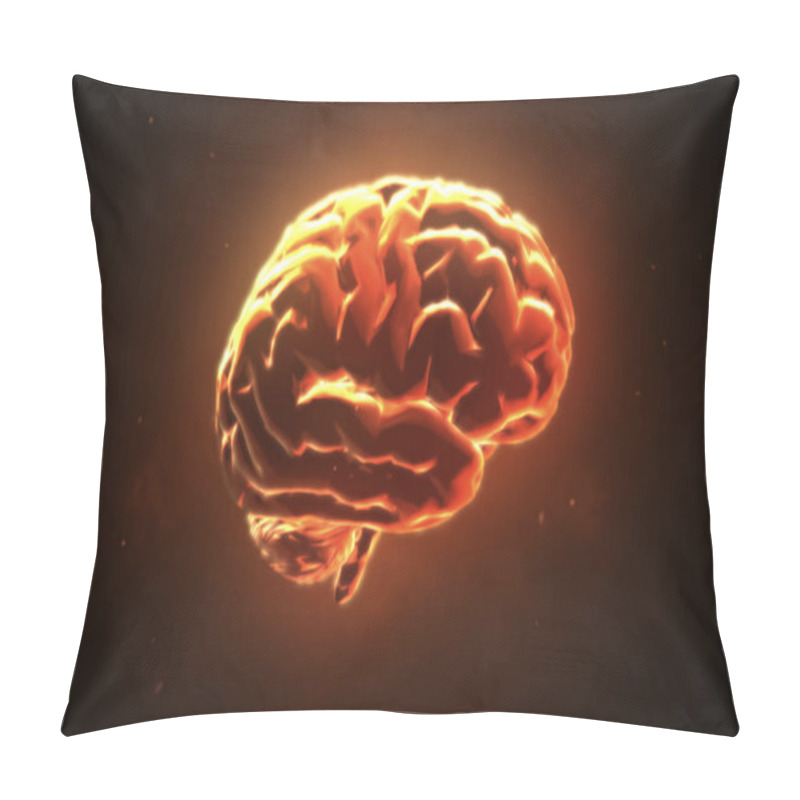 Personality  Big Strong Brain Pulsing In Orange 3d Illustration Pillow Covers