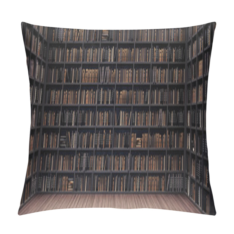 Personality  Bookshelves In The Library With Old Books 3d Render 3d Illustration Pillow Covers