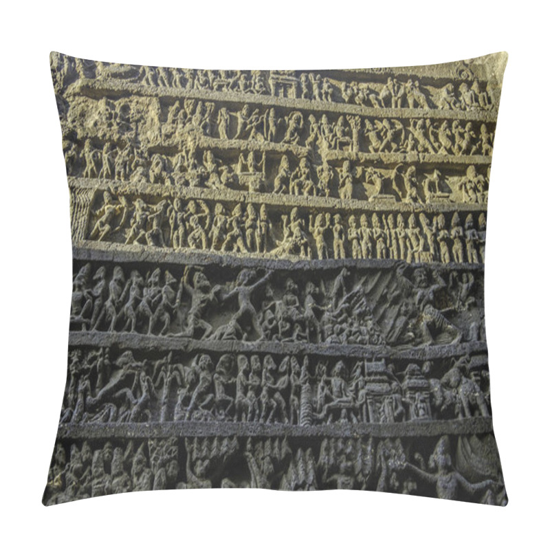 Personality  The Rock Cut Ellora Caves Complex Near Aurangabad India. Pillow Covers