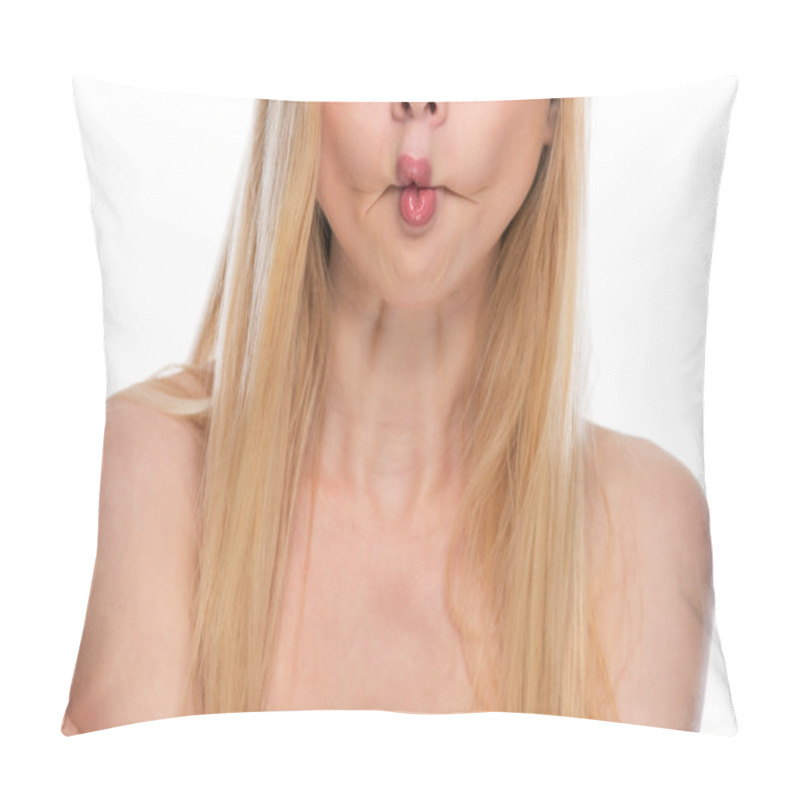 Personality  Closeup On Teenager Making Fish Face Pillow Covers