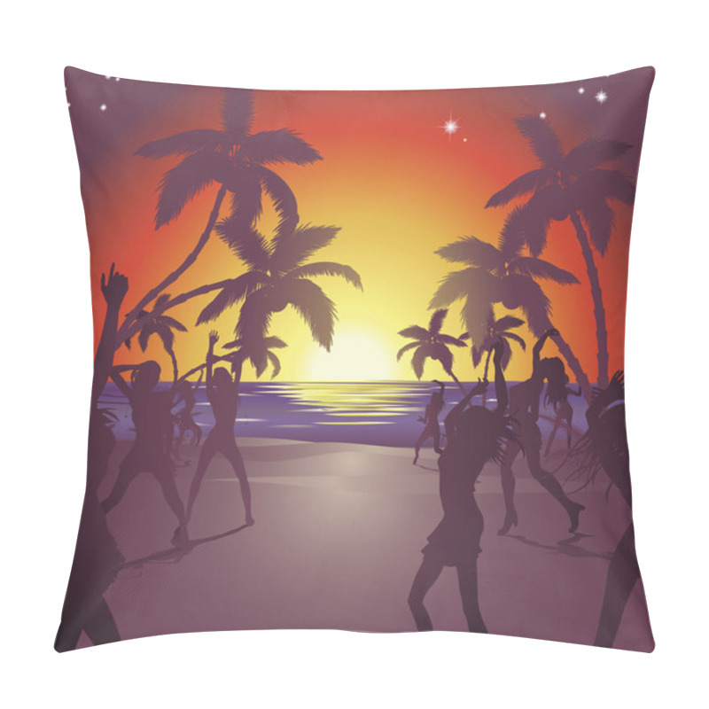 Personality  Sunset Beach Party Illustration Pillow Covers