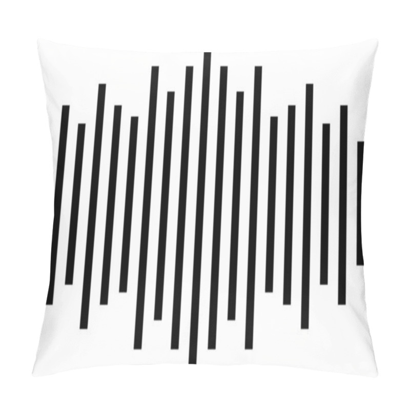 Personality  Vertical Black Bars Of Different Lengths Create A Symmetrical Design On A Clean White Background, Suggesting A Visual Representation Of Sound Or Data Pillow Covers