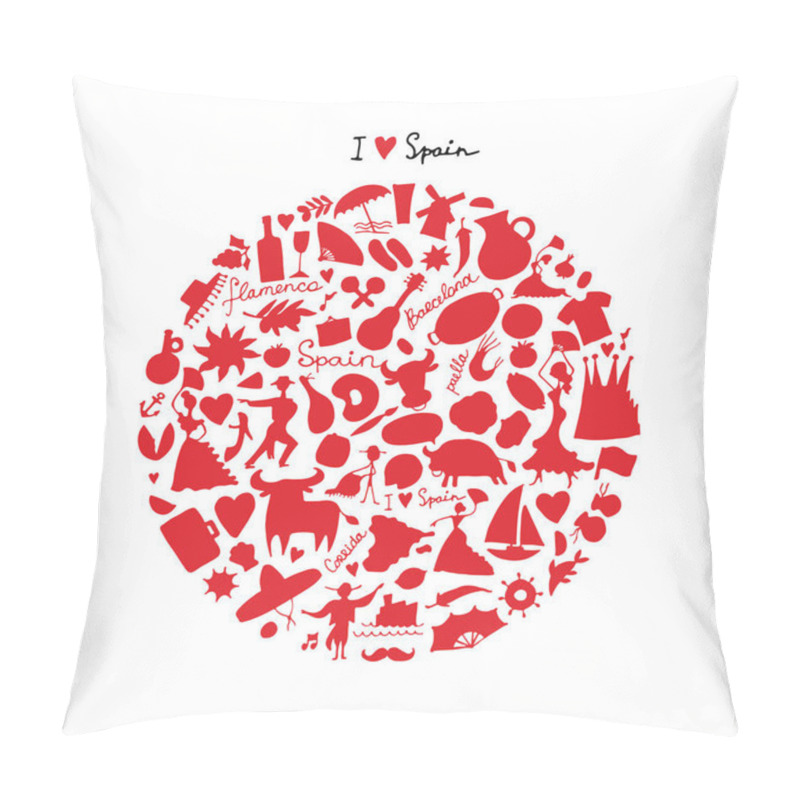 Personality  Spain, Icons Collection. Sketch For Your Design Pillow Covers