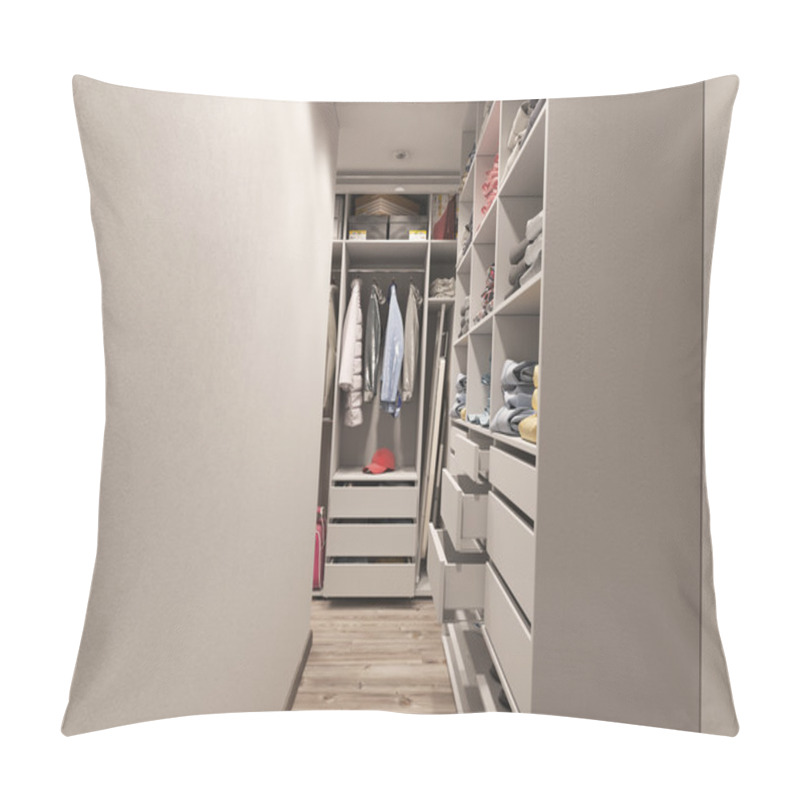 Personality  3D Visualization Of The Wardrobe Room In Light Tones Pillow Covers