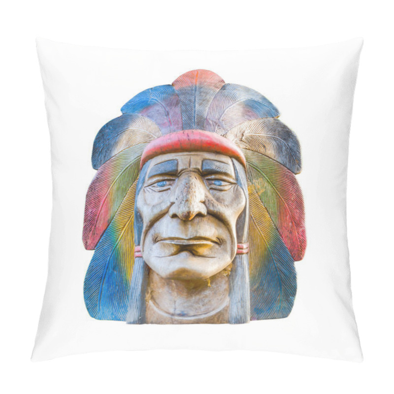 Personality  Indian Head Carving Wood Pillow Covers