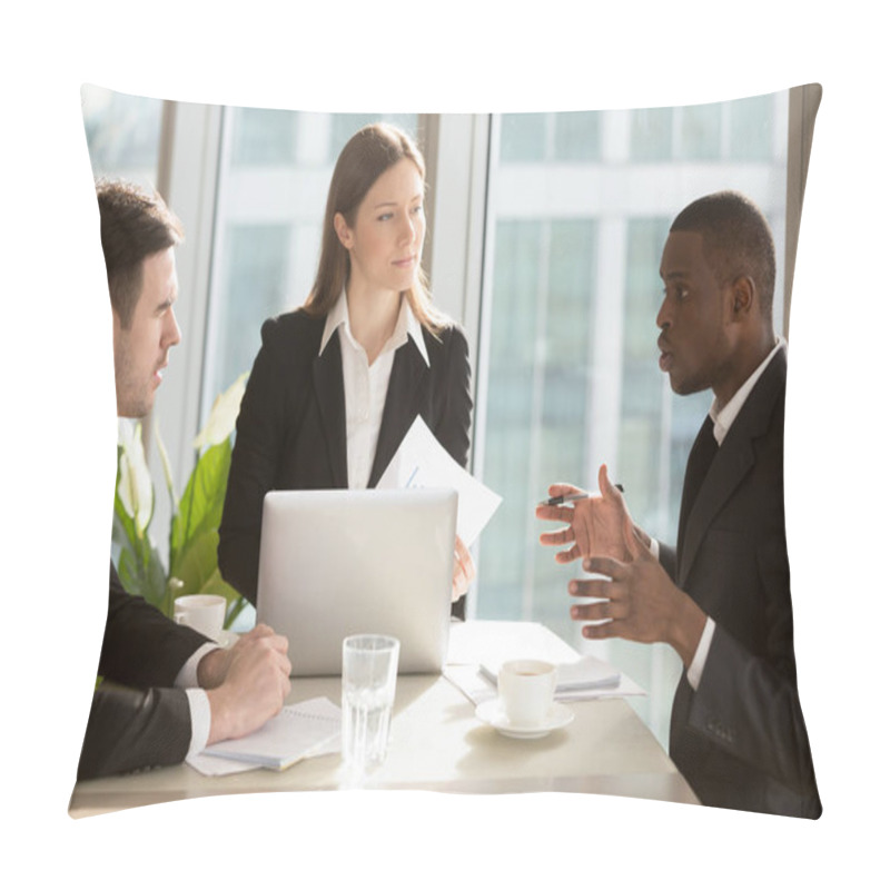 Personality  Multiracial Business People Working Together Planning Project And Business Strategy Pillow Covers