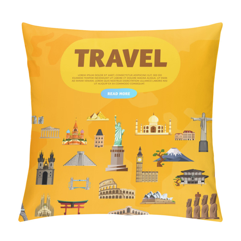 Personality  Travel The World. Monument Concept. Road Trip. Pillow Covers