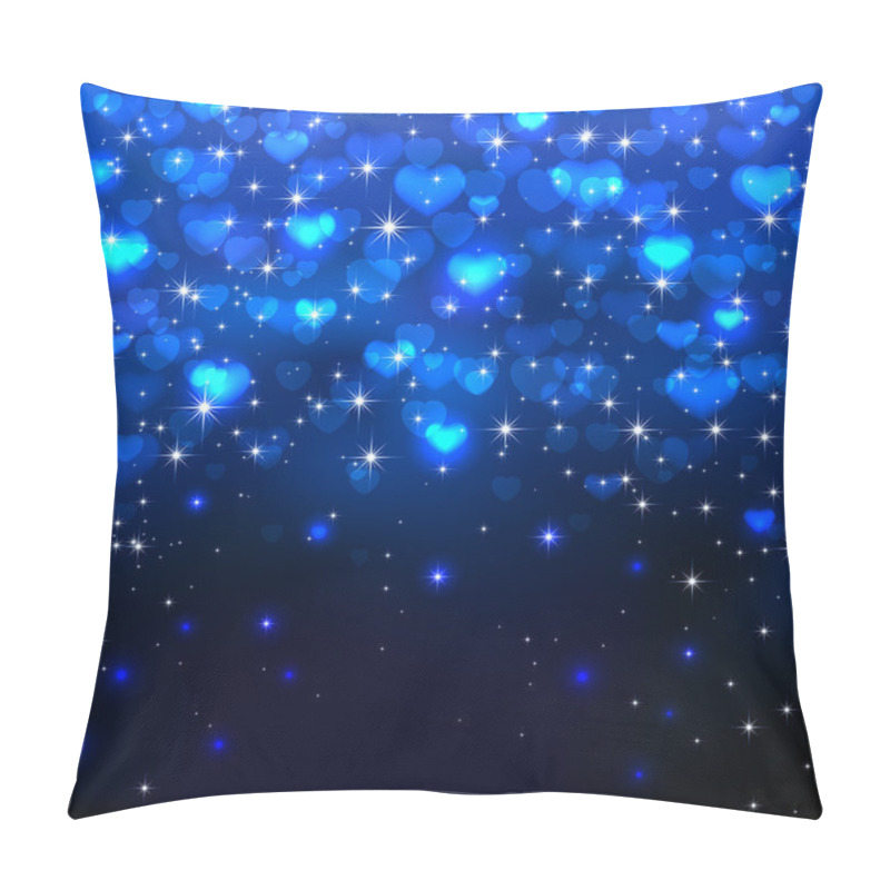 Personality  Blue Hearts On Dark Background Pillow Covers