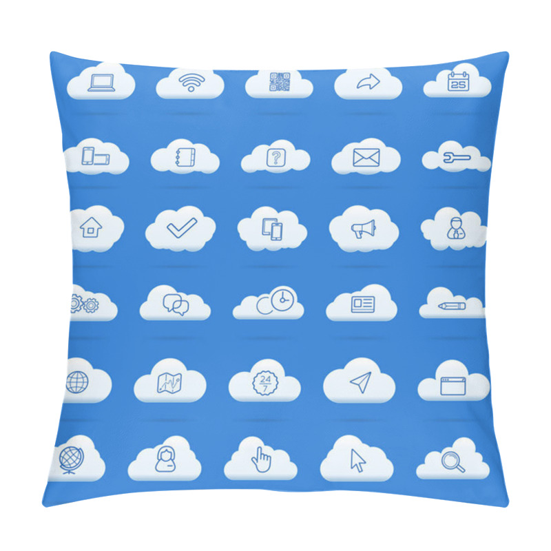 Personality  Cloud Computing Linear Icons Set Pillow Covers