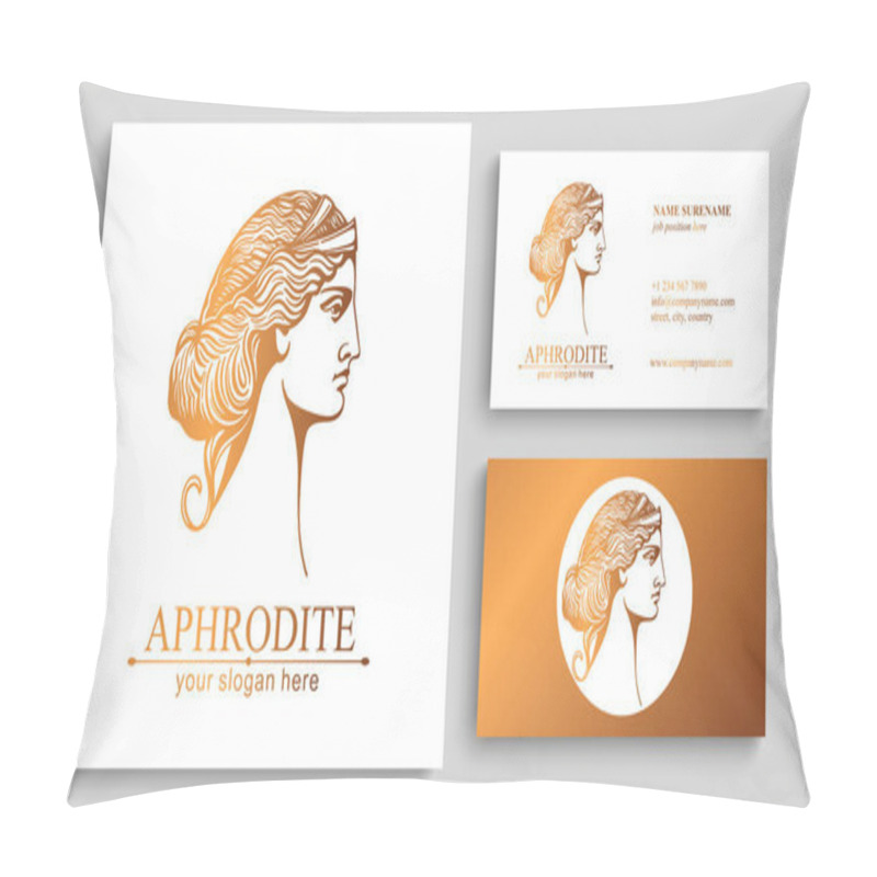 Personality  Aphrodite Or Venus. Woman Face Logo. Emblem For A Beauty Or Yoga Salon. Vector Illustration Pillow Covers