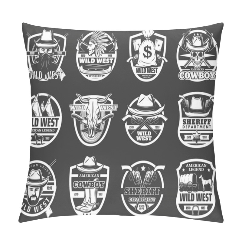 Personality  Western Symbols, Cowboy And Sheriff. Wild West Pillow Covers