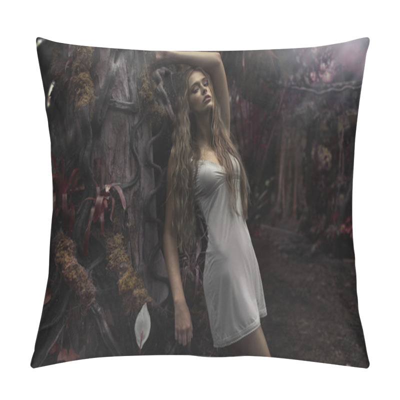 Personality  Portrait Of Young Blonde Woman In Fairyland Pillow Covers