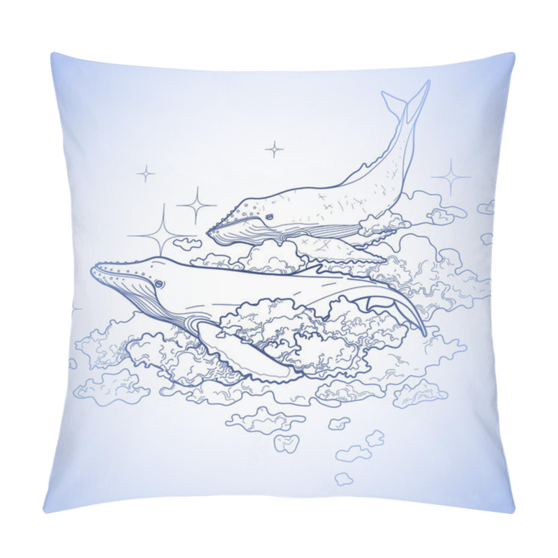 Personality  Graphic Whales Flying In The Sky Pillow Covers