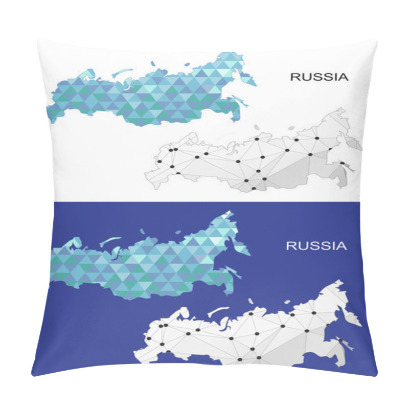 Personality  Russia Map In Geometric Polygonal Style. Abstract Gems Triangle. Pillow Covers