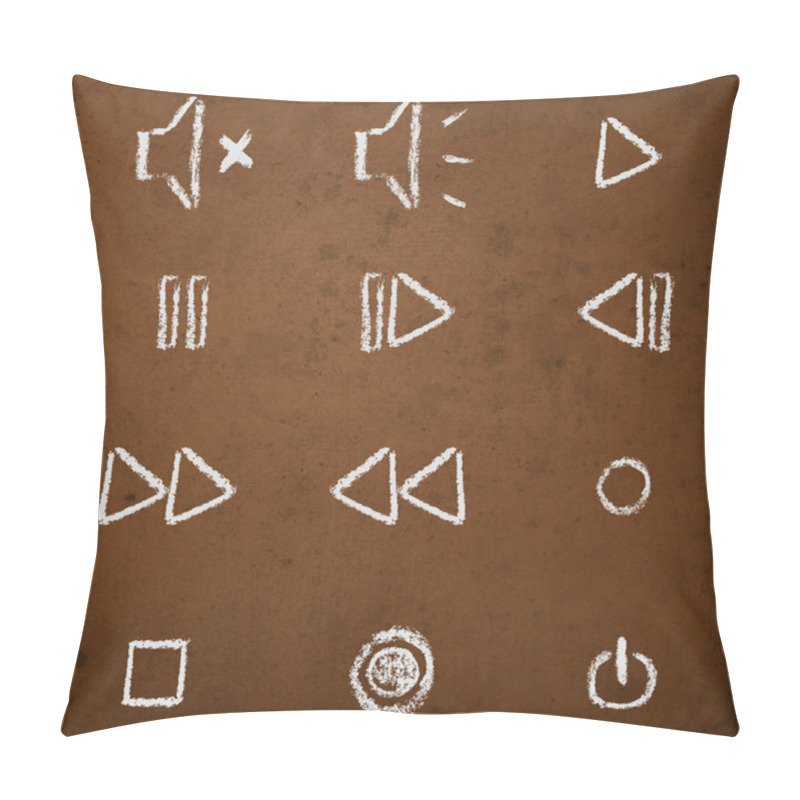 Personality  Vector Set Of Hand Drawn Chalk On Blackboard Media Player Buttons. Pillow Covers