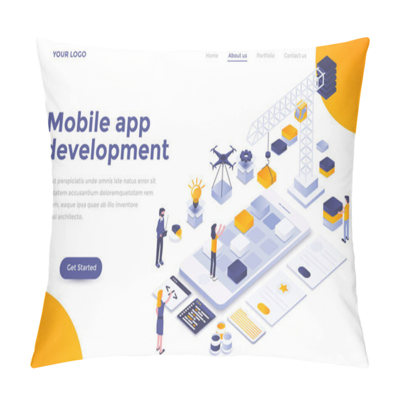 Personality  Modern Flat Design Isometric Concept Of Mobile App Development For Website And Mobile Website. Landing Page Template. Easy To Edit And Customize. Vector Illustration Pillow Covers