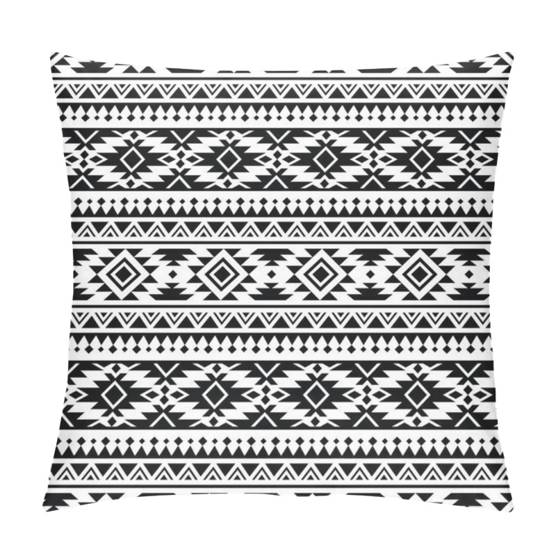 Personality  Abstract Ethnic Geometric Background Illustration Design. Seamless Pattern Of Aztec Tribal. Black And White Colors. Design For Textile, Fabric, Clothing, Curtain, Rug, Ornament, Wallpaper, Wrapping. Pillow Covers