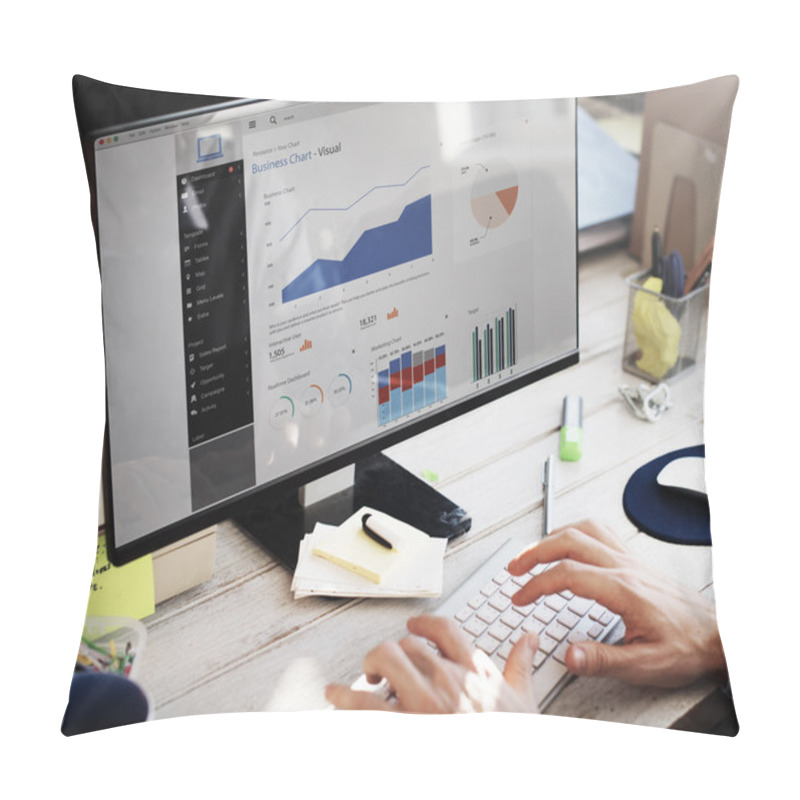 Personality  Businessman Working With Dashboard Pillow Covers