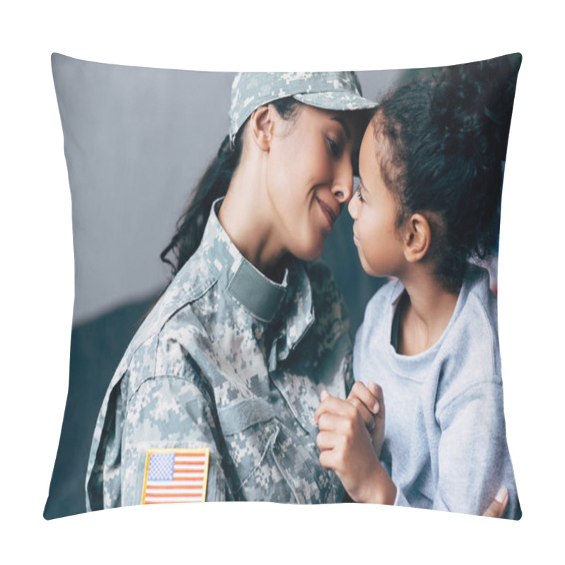 Personality  Mother In Military Uniform And Daughter   Pillow Covers