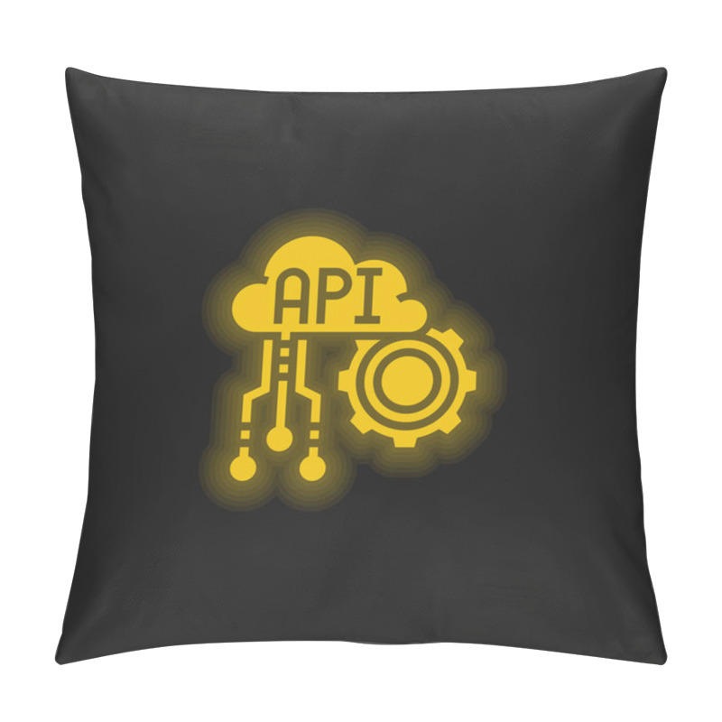 Personality  Api Yellow Glowing Neon Icon Pillow Covers