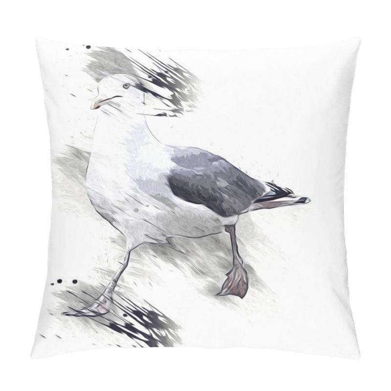 Personality  Atlantic White Seabird Fly At Sky. Beach Seagull . Sea Birds, Gull Cartoon Art Illustration Pillow Covers