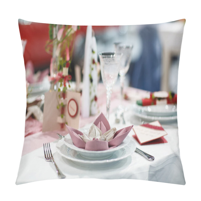 Personality  Table Set For Wedding Or Event Party. Pillow Covers