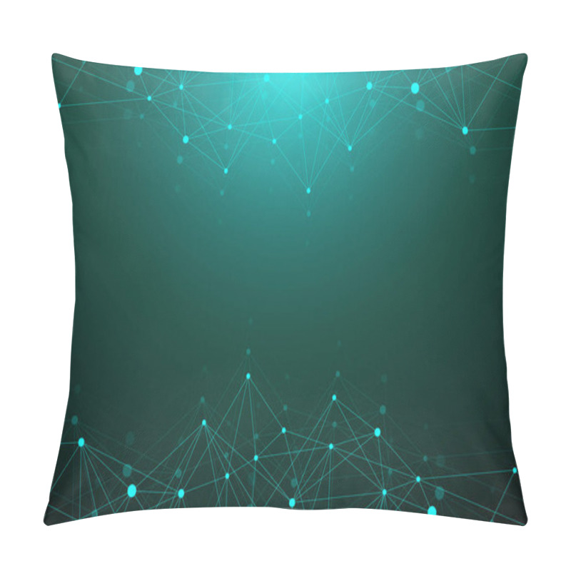 Personality  Geometric Graphic Background Molecule And Communication. Big Data Complex With Compounds. Lines Plexus, Minimal Array. Digital Data Visualization. Scientific Cybernetic Illustration. Pillow Covers