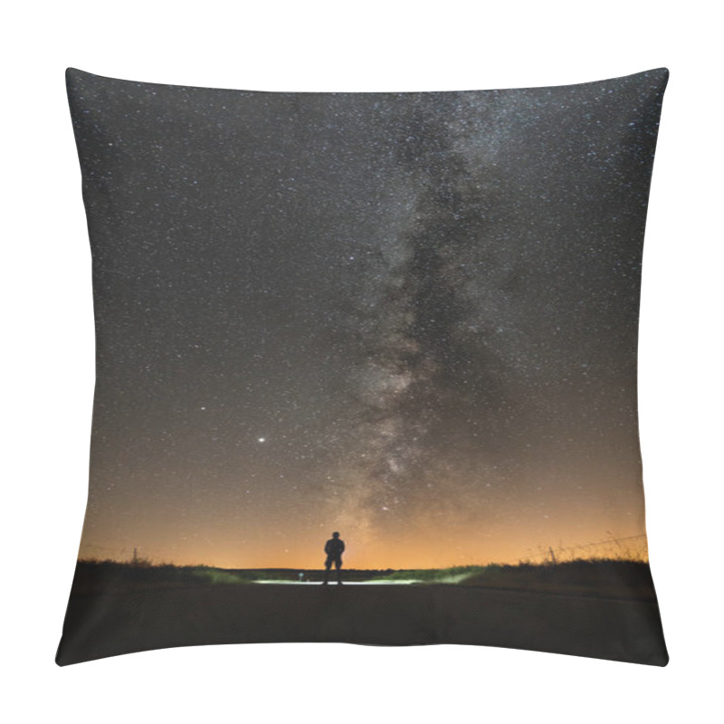 Personality  Rear View Of 1 Person Silhouette At Night With Milky Way Pillow Covers