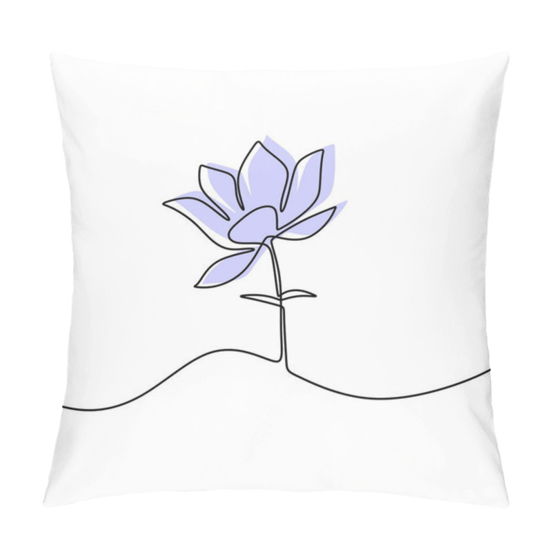 Personality  Flower Lotus Continuous Line Vector Illustration. Beautiful Water Lily Isolated On White Background. Nature Water Plant Ecology Life Beauty Concept. Floral Decoration. Minimalist Contour Drawing Pillow Covers