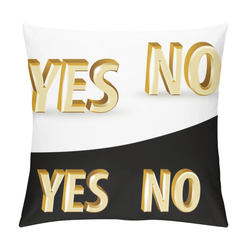 Personality  Vector Gold Yes And No Signs On Black And White Background. Pillow Covers