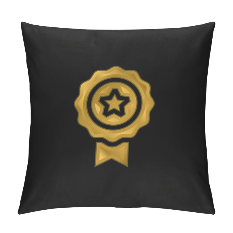 Personality  Award Gold Plated Metalic Icon Or Logo Vector Pillow Covers