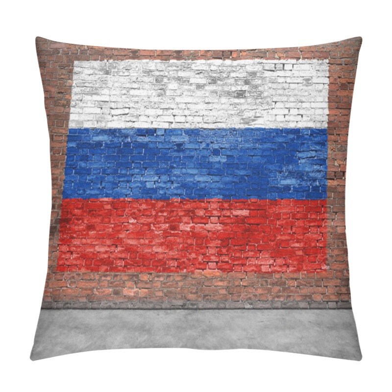 Personality  Flag Of Russsia On Brick Wall With Part Of Foreground Pillow Covers