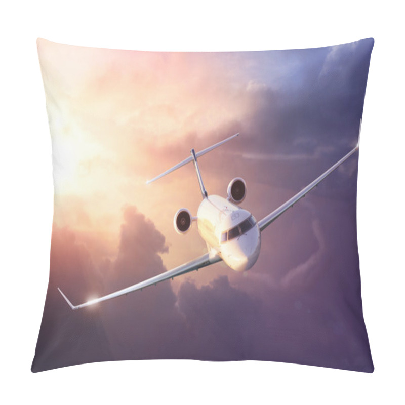 Personality  Airplane In The Sky At Sunset Pillow Covers