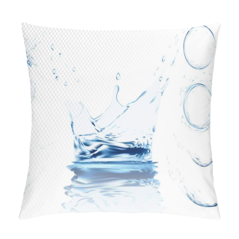 Personality  Transparent Water Wave With Bubbles. Vector Illustration In Light Blue Colours. Purity And Freshness Concept. Website Abstract Water Background Banner Or Header Set. Pillow Covers